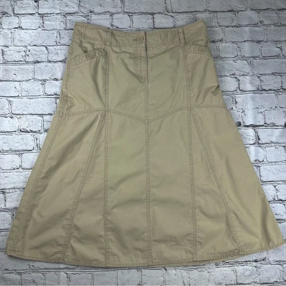 LOFT Flare Khaki Skirt 8 - Picture 1 of 8